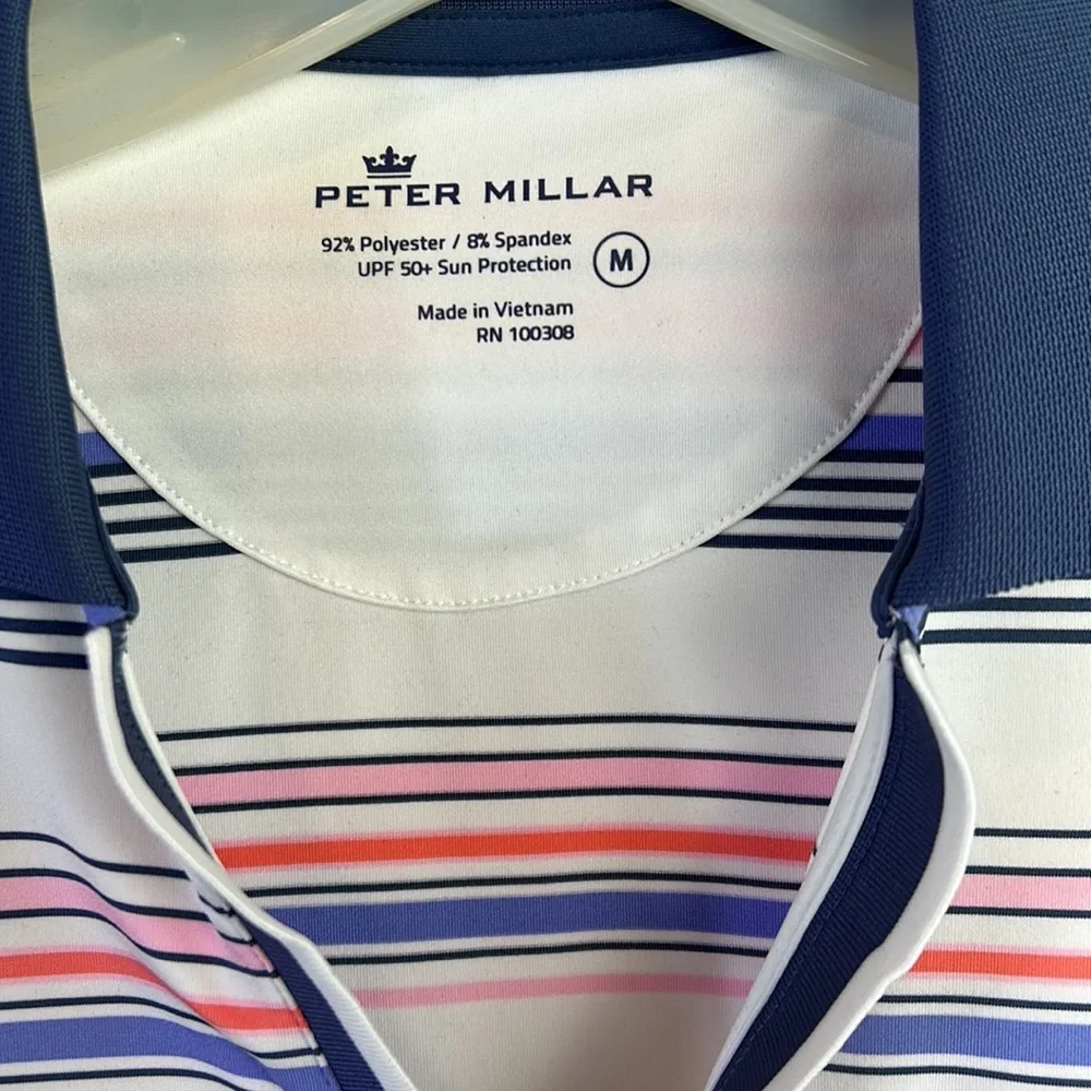 Peter Millar Sun Protection Striped Golf Club Shirt Like New Size Medium - Picture 2 of 8